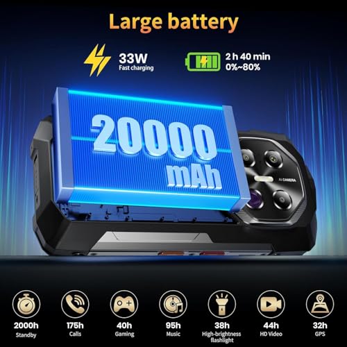 Image of FOSSIBOT 2026 F113 20000mAh /33W 5G Android 15 Rugged Phone Unlocked, 36GB+256GB /2TB MediaTek Dimensity 7050+ Gaming Phone, 6.78 inch 4K FHD+120Hz Gorilla Glass,50MP Super Night Vision