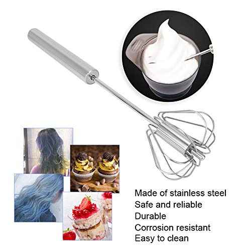 10.2" Stainless Steel Rotary Whisk, Push-Down Whisk For Frothing Milk, Beats Eggs And Mixes Hot Beverages, Dishwasher Safe(Steel Color) #TOP1