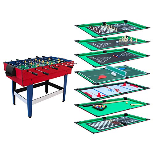Table Multi-Jeux 12 en 1 avec Plateaux de Jeux modulables, Billard, Babyfoot, Ping-Pong, Hockey..