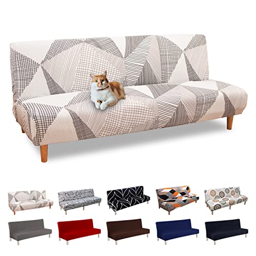 Lydevo Housse de Canapé sans Accoudoir 3 Places Housse de Canapé Clic Clac Extensible Universel Lavable Couverture de Canapé pour Canapé-lit Ajustable Housse Protection pour Canapé,Ligne Grise