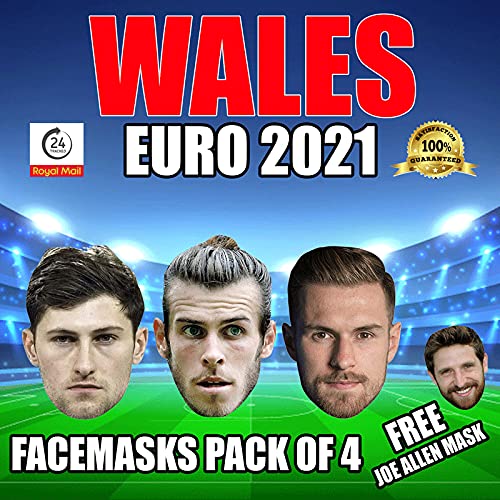 FoxyPrinting Wales EURO 2021 Celebrity Face Mask Pack BALE, RAMSEY, DAVIES, FREE JOE ALLEN