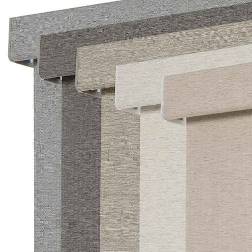 Image of Persilux Blackout Roller Shades for Indoor Window Blinds,Cordless,Linen Fabric,Thermal Insulated Fabric UV Protection Shades for Home,Office,Bedroom,Door,Blackout-Beige,Custom Size