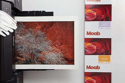 Moab Entrada Rag 100% Cotton Fine Art Archival Inkjet Paper, 2-Sided, Smooth (Hotpress) Bright White Matte, Medium Weight 190gsm, 25 Sheets (13X19)