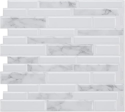 Azulejos de pared de mármol para cocina, 10 hojas adhesivas en muro para baño, protector contra salpicaduras de cocina autoadhesivas, azulejos