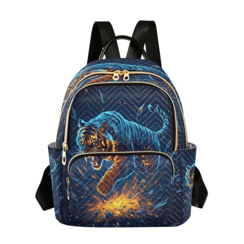 Mochila de moda azul con estampado de tigre talla S para diario