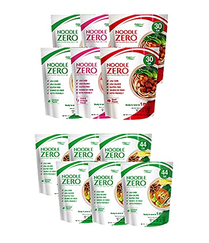 CalolessKonjac Shirataki Noodles 12-Pack Low Calorie Healthy Food (Chicken/Beef/chilli)-Gluten Free, Keto Snacks, Non Gmo, Low Carbs Glucomannan Diabetic Noodle Pasta Flavor Variety Pack