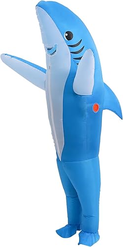 Miniatura 3 de IHGYT Disfraz inflable de tiburón, disfraz de mandíbulas inflables, disfraz divertido de Carcharias para fiesta de cosplay