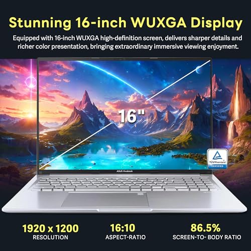 Image of ASUS Vivobook 16 inch WUXGA Laptop, Intel Core i9-13900H, 16GB RAM, 1.5TB Storage (512GB SSD+1TB Docking Station Set), Intel Iris Xe Graphics, Backlit Keyboard, Fingerprint Reader, Windows 11, Silver