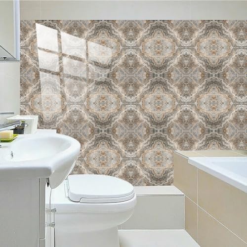 Azulejos Adhesivos Cocina Marrón Dorado Grisáceo Baldosas Adhesivas pared Pvc Resistentes al Agua y Aceite Vinilos Baño Vinilo Adhesivo pared Cocina Baño Decor Azulejos Muebles 20x20cm/10 Pcs
