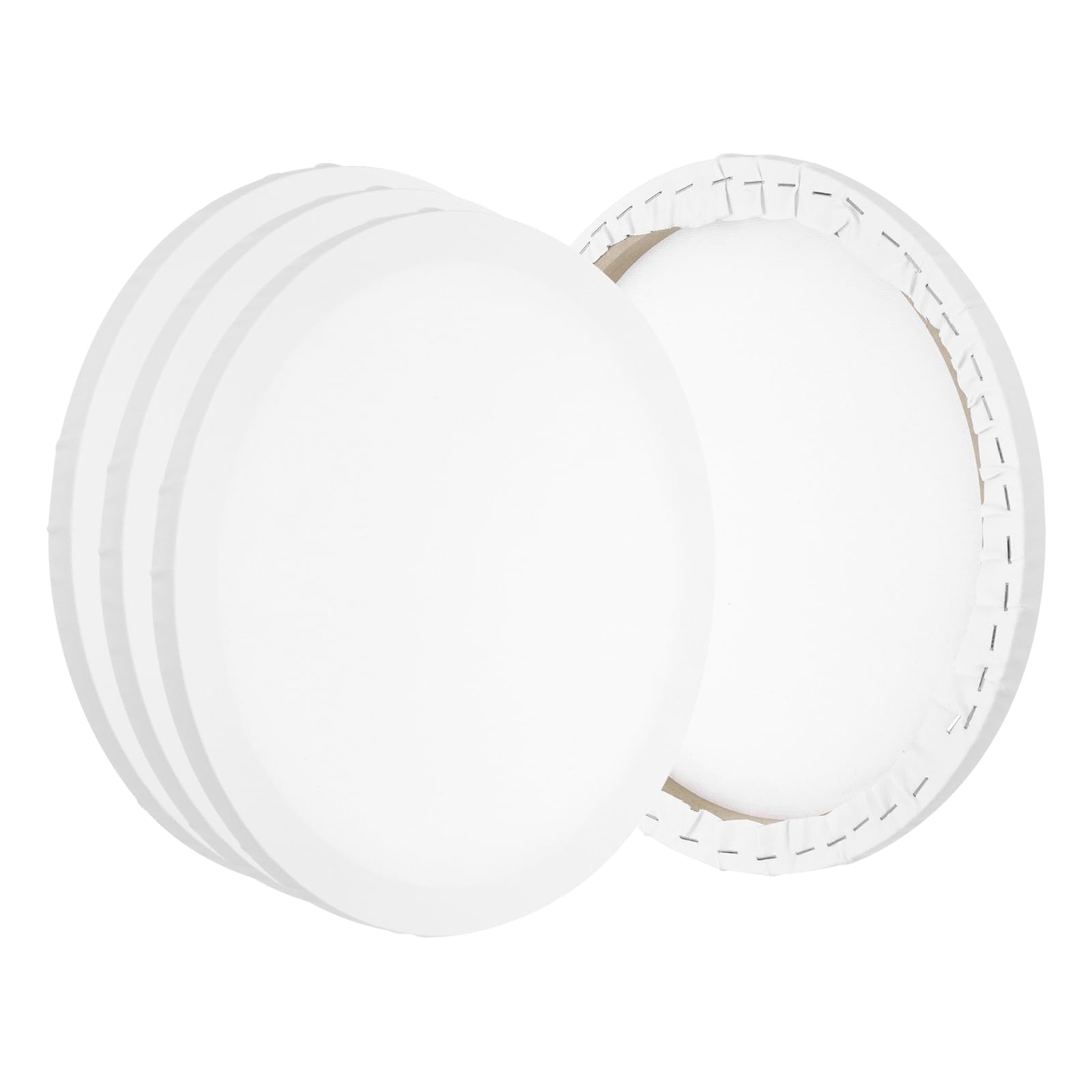 PATIKIL Toile Tendue, 4 Pcs 24" x 24" Toile Ronde Pour Peinture Toile En Coton Blanche Apprêtée Pour Peintures Acryliques Huile Aquarelle, Blanche