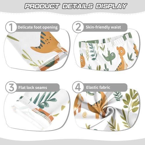 Bolaz Toddler Girls Leggings Printed Yoga Pants Leggings Orange Green Dinosaur for Kids3