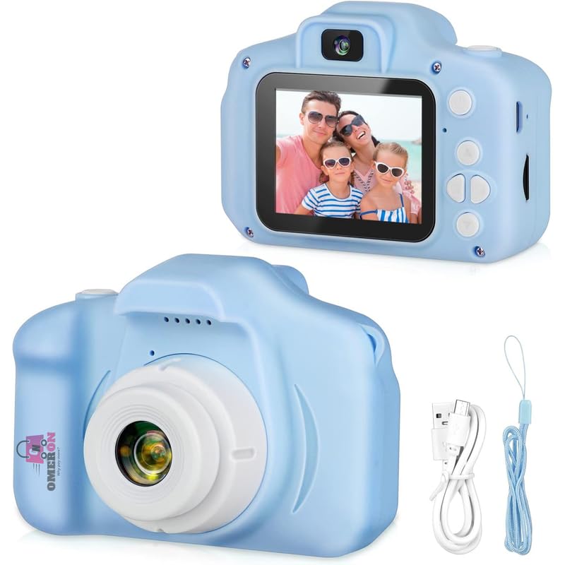 Image of Omeron (2 Years Warranty) Kids HD Camera 13MP Dual Lens Photo Video Selfie Toy Camera with Filters, Games, Rechargeable Battery, Educational Gift for Boys & Girls Age 4-15 (Blue)