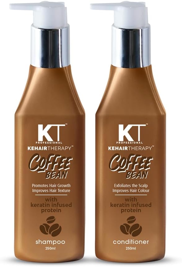 KEHAIRTHERAPY KT Professional Coffee Bean With Keratin Infused Protein Shampoo 250ml & Conditioner 250ml Combo For Hairfall Control, Hair Growth, Reduces Frizz & Dryness (Pack Of 2)