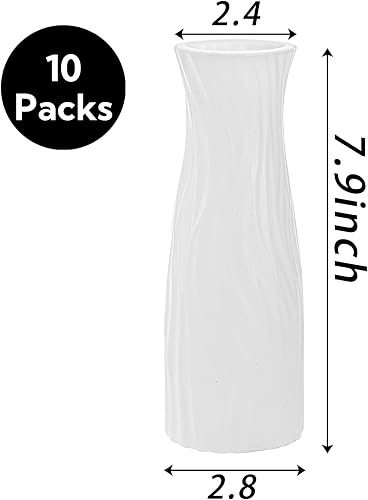 Miniatura 2 de SOUJOY Paquete de 10 jarrones de plástico compuesto, jarrón floral cónico alto blanco para decoración del hogar, jarrones irrompibles para