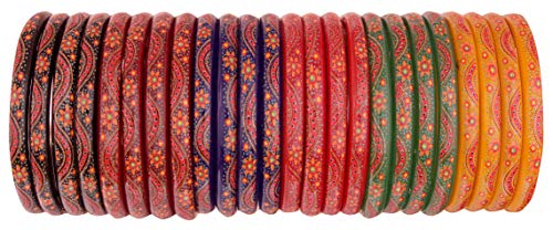 Image of NMII Premium Glass Bangle Set for Women | Multicolor Designer Kangan | Fancy Kanch ki Chudiya | 3D Transparent Chudi Set | Wedding & Festive Occasions Bangles