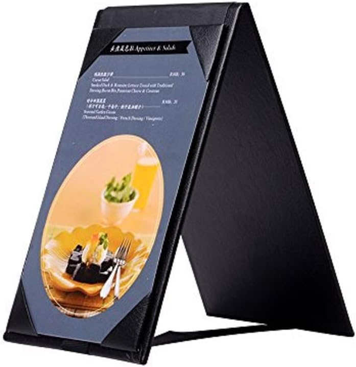 NJ Leather Menu Sign Display Stand for cafes bars or Restaurant Presenter, Menu Holder Menu Covers for Specials or Drinks Black, PU Leather