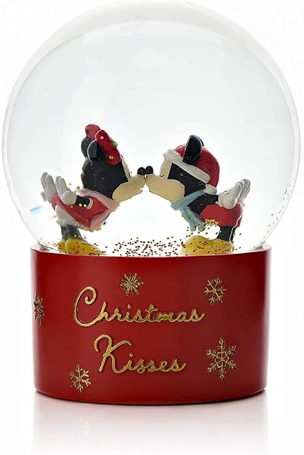 Disney Widdop Mickey and Minnie Christmas Kisses Snow Globe