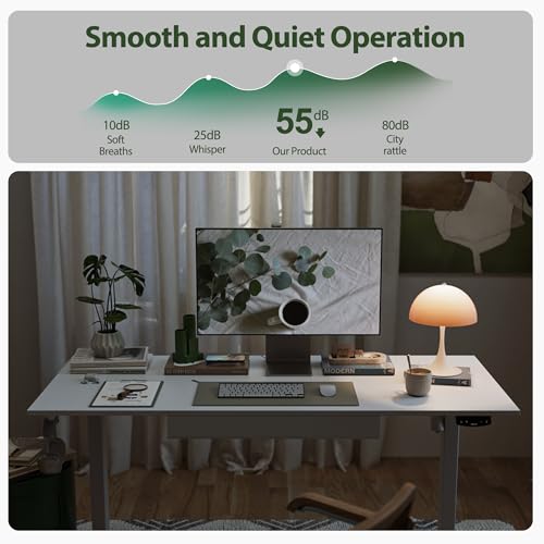 Image of Agilestic Electric Standing Desk with Drawers, 47.8 x 24 Inches Height Adjustable Desk, Stand up Computer Table with Memory Preset, for Work Office Home, Integrated Drawers-White
