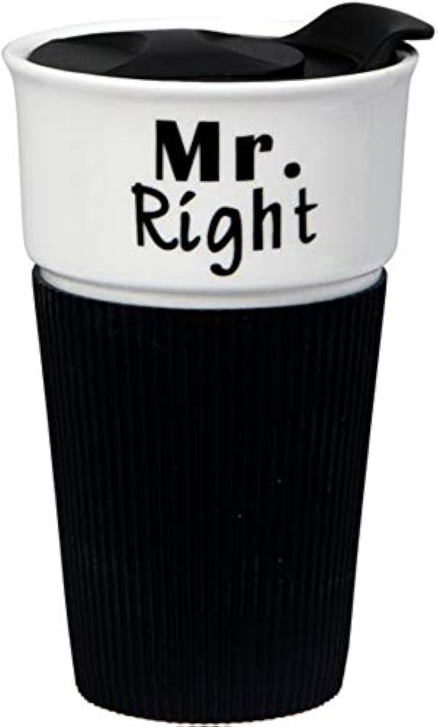 Shallow Bone China Mug With Polypropylene Lid And Silcone Sleeve - Mr.Right Design Jz1503B