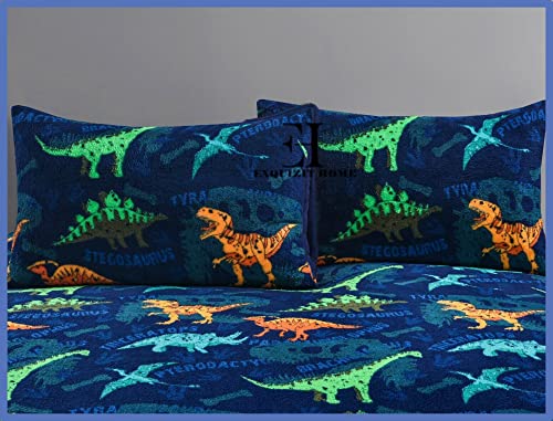 EXQUIZIT HOMEยฎ Teddy Bear Fleece Dinosaur Roar Duvet Quilt Cover Bedding Set including Matching Pillowcase - Image 2