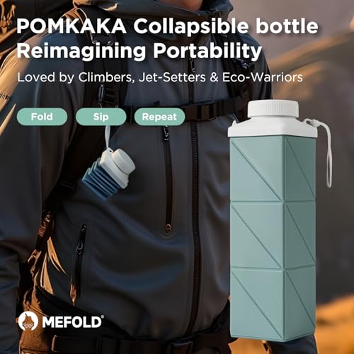 POMKAKA Collapsible Water Bottles 24.3oz(720ml), 2nd Generation Leakproof BPA-Free Travel Water Bottle,Lightweight Reusable Water bottle for Cycling Gym Camping Sports,Sage Green - Image 3