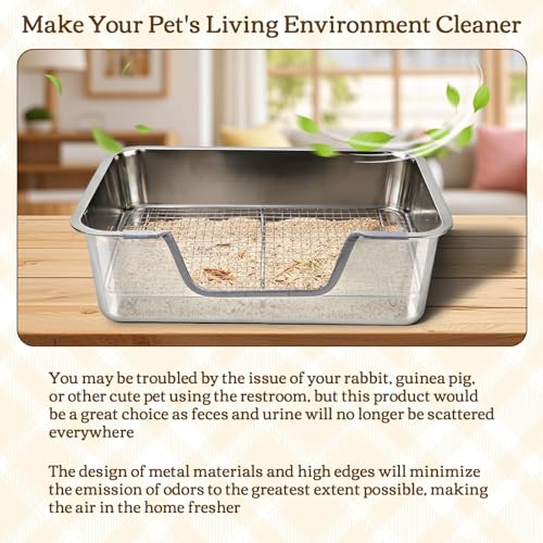 Rypet Large Stainless Steel Rabbit Litter Box Set for Small Animals by Rypet - Used condition - Image 6