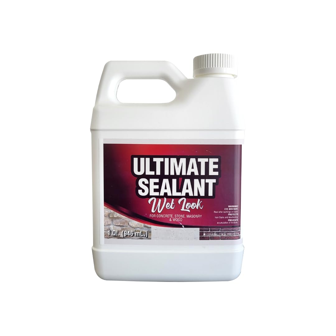 Nanotech Solutions Ultimate Sealant Wet Look- High Gloss Clear Sealer, Water Repellent Coating for Concrete, Masonry, Natural Stone, Slate Tile- UV Resistant, Water-Based, Indoor Outdoor (32 Oz.)