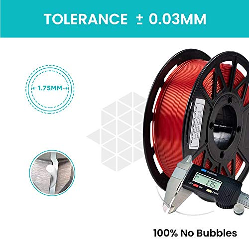 Image of Tesseract Premium PLA + 1.75mm 3D Printing Filament | Dimensional Accuracy + /- 0.03mm | Compatible with Most FDM Printers | 1 KG 3D Printer Filament - PLA Silk Red (Quantity 1)