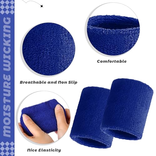 Image of Bememo 24 Pcs Wrist Sweatbands Bulk Sports Wrist Bands for Men Women Breathable Athletic Tennis Wristbands Stretchy Absorbent Cotton Terry for Basketball, Baseball, Gym, Working Out