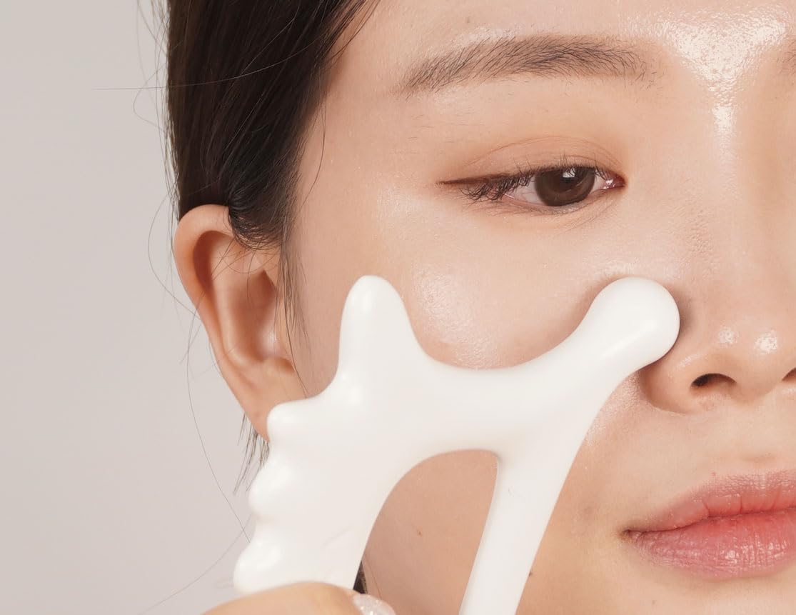 ROYROSA® 로이로사괄사 K-Beauty, 100% Ceramic Guasha, Facial and Body Acupuncture Therapy, Reduce Fine Lines and Wrinkles, Made in South Korea (Royrosa Guasha)