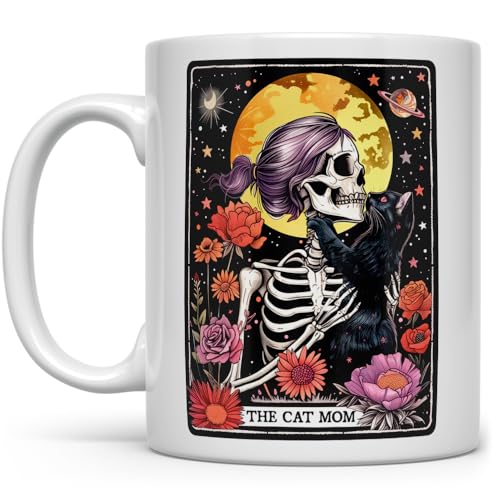 Taza de cerámica con diseño Cat Mom Skeleton Tarot 11oz miniatura 1