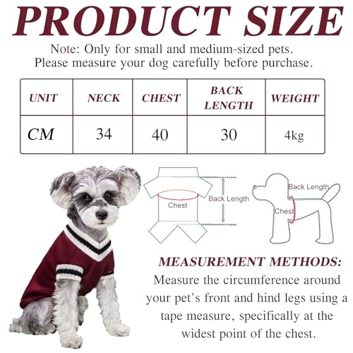 2 Pièces Pull pour Chien, Pyjama Chien, Pull pour Chat Style Académique, Vetement Chiens avec Fine Couche de Molleton, Pulls-Overs pour Chiot Convient aux Petits Chiens, Vert et Rouge, M – Image 3