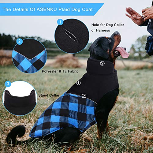Asenku Dog Plaid Coat Dog Reversible Winter Jacket Waterproof Windproof Cold Weather Pet Vest Dog Clothes Apparel For Small Medium Large Dogs, Blue, Xxxl #TOP2