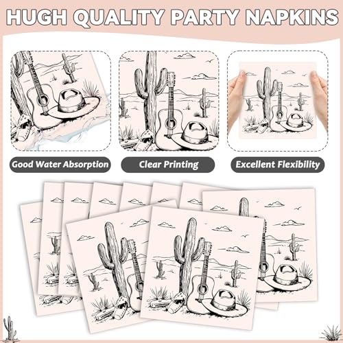 Image of gisgfim 96Pcs Western Party Plates and Napkin Happy Cowgirl Party Supplies Wild West Tableware Dinnerware Set Western Themed Paper Dinner Dessert Plate Decoration Favors for 24 Guests