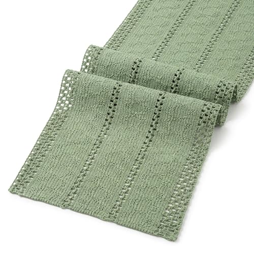 Sage Green Table Runner 30x140 cm Dining Table Protection and Bohemian Decor Rustic Cotton Fabric Table Runner for Themed Parties and Seasonal Refresh
