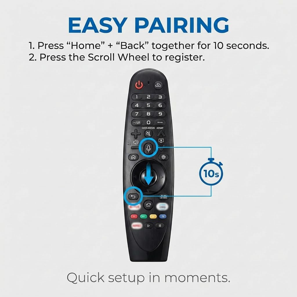 Control Remoto para LG Smart TV Universal Reemplazo Magic Remote MR20GA/19BA/18BA/21GA/22GA/23GA/650A/AKB75855501 Control Remoto Compatible con LG LED/HDTV/UHD/OLED/3D/4K (sin función Voz ni Puntero) — view 6