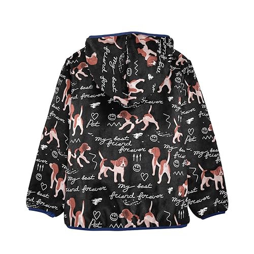 Cartoon Beagle Dogs Boys Fleece Hoody Jacket Zip Up Coat Warm Fall Winter Plush Jacket Long Sleeve Outerwear2