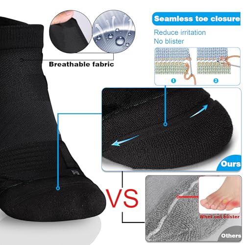 Image of Hylaea No Show Running Athletic Anti-Blister Wicking Coolmax Socks, Seamless Anti-odor