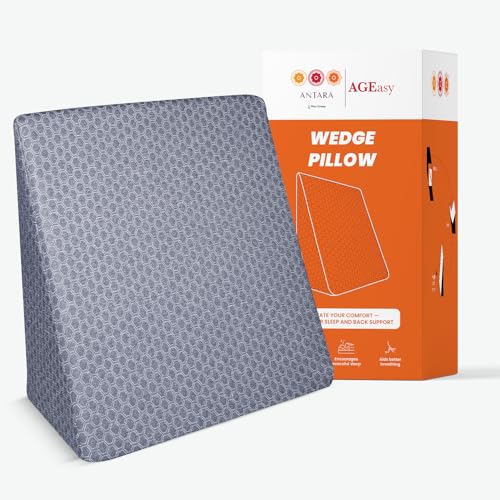 Image of AGEasy Wedge Pillow | 100% Memory Foam Orthopedic | Triangular Cushion for Leg Elevation, Back Support, Acid Reflux, Snoring | Improves Comfort & Posture (Lavender Grey)