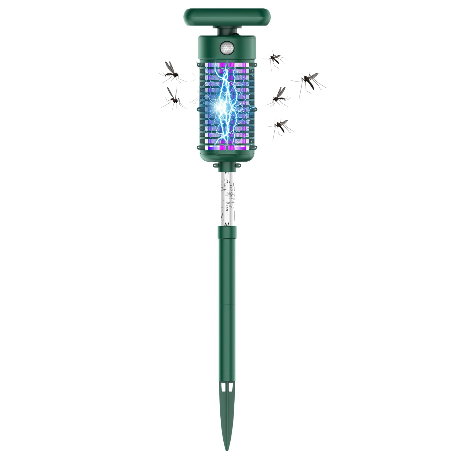 Solar Bug Zapper Outdoor, 2000V Fly Zapper Electric Solar Powered 2000mAh Mosquito Trap Killer with Night Light Function for Patio Garden Backyard (green)