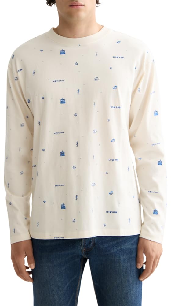 Scotch & Soda Mens 750 Years Celebration Relaxed Fit Allover Printed Tee T-Shirt, Let It Rain 101, XL UK