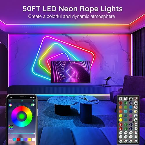 Ailbton 100F LED NEON ROPE LIGHTS Led Neon Rope Lights 50Ft,Control With App/Remote,Flexible Led Rope Lights,Multiple Modes,Ip65 Outdoor Rgb Neon Lights Waterproof,Music Sync Gaming Led Neon Strip Lights thumb #1
