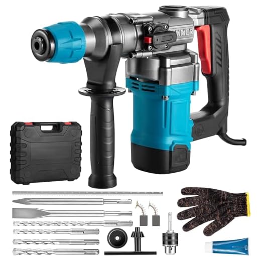 LuxLam Eletropneumático Martelo Perfurador Rotativo Rompedor Com Controle de Vibração, Inclui Graxa, Talhadeira Ponteira Brocas, com Estojo