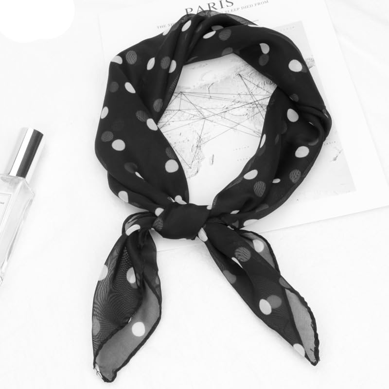 Polka Dot Chiffon Square Scarf for Women - Lightweight Neck Scarf, Head Wrap, Kerchief & 50s Costume Accessory3