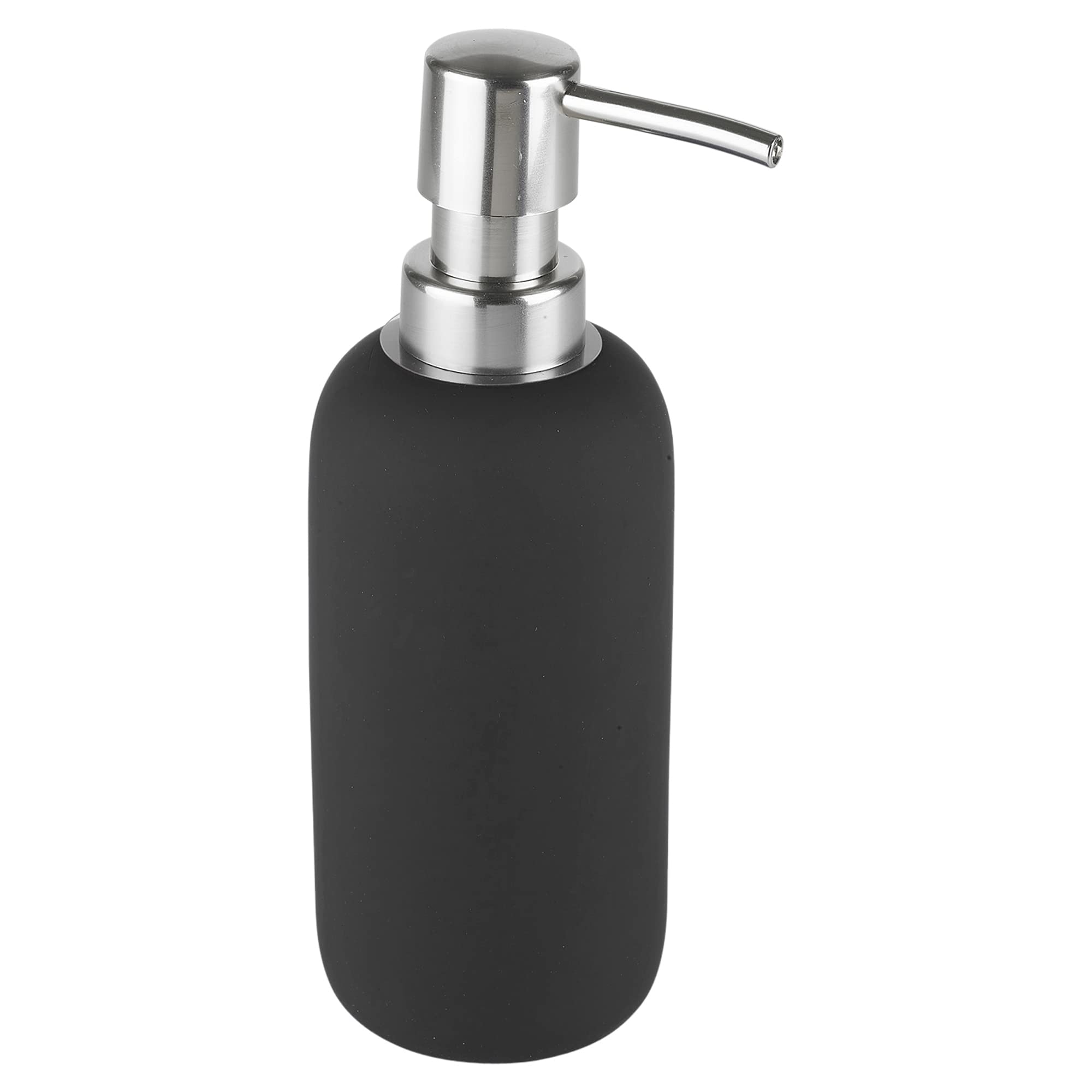 URBNLIVING 3pcs Ceramic Matt Colour Matching Bathroom Dispenser Tumbler Toilet Brush Set (Black, Soap Dispenser)