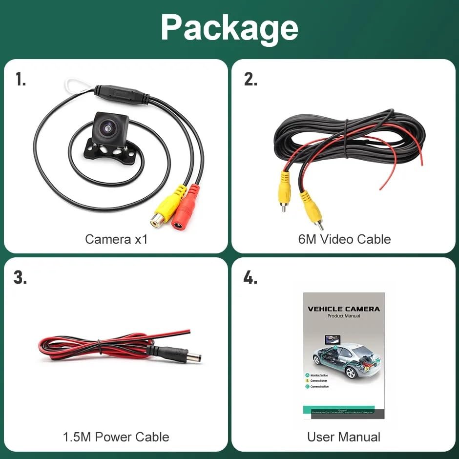 Vue arrière pour voiture AHD 720P avec caméra recul voiture dynamique intégrée