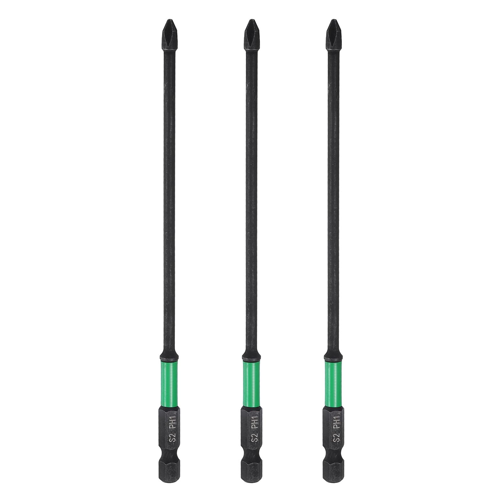 sourcing map 3pcs #1 Impact Phillips Screwdriver Bit PH1 1/4" Hex Shank 6" (150mm) Long 0.14" Rod Magnetic Cross Head Drill Bits S2 Steel Industrial Screw Driver for Impact Power Drivers