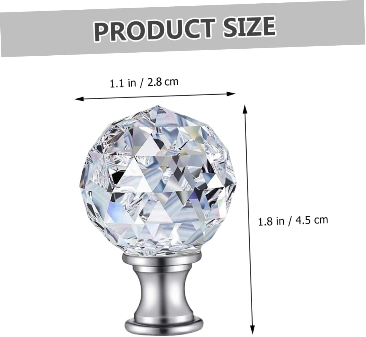 Balacoo 2pcs Crystal Lamp Shade Holder Decorative Harp Knob Finial for Table and Floor Lamps and Reusable Light Fixture Accessory Room Ambiance
