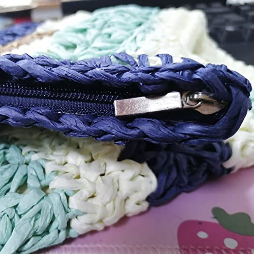 Bolso Tote grande de paja rayado para mujer miniatura 4