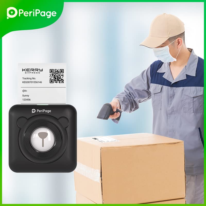 Image of PeriPeri PeriPage A6 Mini Thermal Printer (1Year Warranty) Inkless Bluetooth Pocket Printer for Print Picture List Memo Tags Barcode Receipt Labels. (Black)